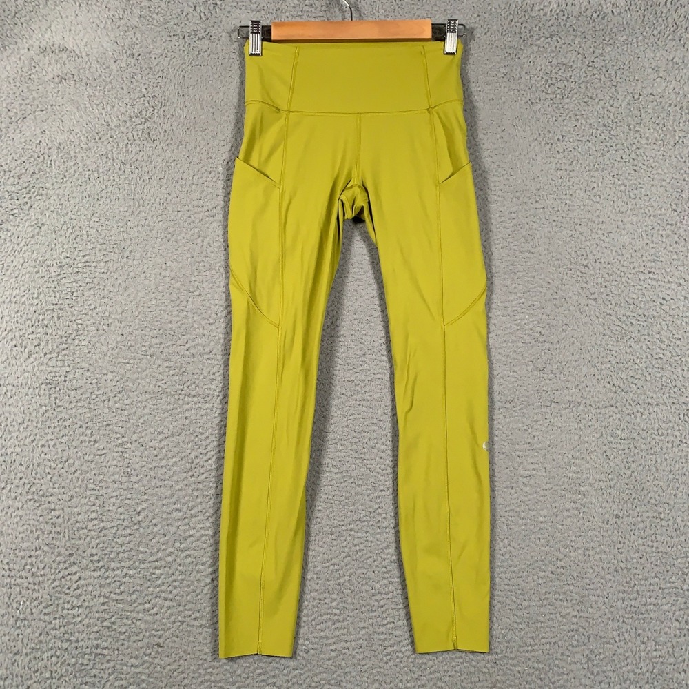 Lululemon Fast & Free 7/8 Tight II Womens 4 Yellow/Green Athletic High-Rise Pant